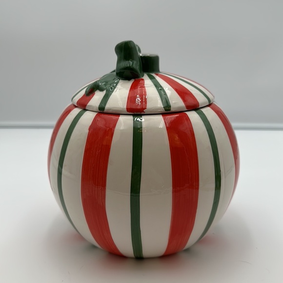 Round Stripped Cookie Jar Canster Decor - Picture 4 of 16